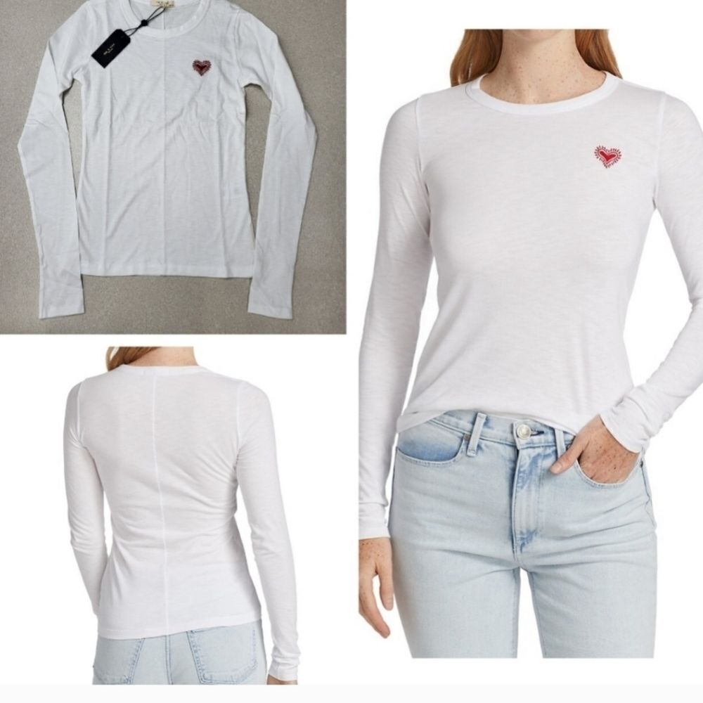 NWT Rag & Bone Embroidered Heart Long Sleeve